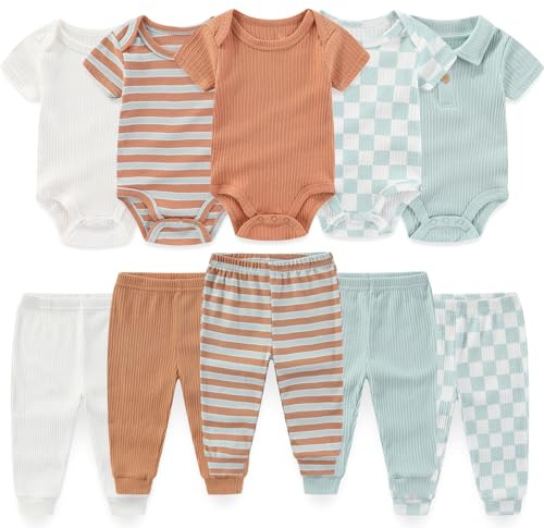 falianni Unisex Baby Short-Sleeve Bodysuits and Pants 0-12M