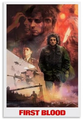 LOKJKOEQ Movie First Blood Rambo Art Poster Dekorative Malerei Leinwand Wandkunst Wohnzimmer Poster Schlafzimmer Malerei 24x36inch(60x90cm)