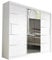 REAL BRAND STORE Offer sliding Mirror Door Wardrobe with Middle Mirror, 150cm/180cm/203cm/250cm Width, Adjustable Rails and Shelves (White, 203cm)