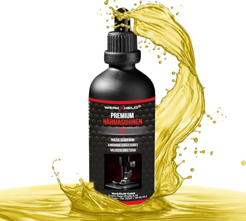 Werkxheld Nähmaschinenöl 100 ml – Präzisionsöl mit Pipette in schwarzer Glasflasche | präzise Dosierung, reduziert Reibung & Verschleiß | für Nähmaschine, Overlock, Haushalts- & Industrienäher