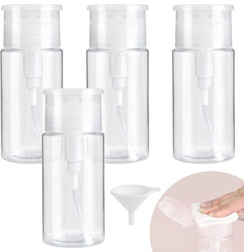 GHVACZS Lot de 4 flacons à pompe de 100 ML, en plastique, avec 1 entonnoir, convient pour le stockage du démaquillant et du nettoyant pour le visage