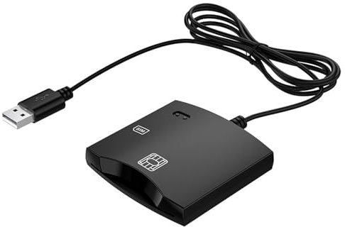Fogukier USB CAC Reader, Lector de Tarjetas Inteligentes - Lector de Tarjetas CAC de ID de Enchufe y Juego - Suministros electrónicos, Accesorios compactos portátiles para el Gobierno