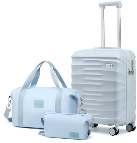 Sea choice Handgepäck Trolley 55x40x20cm mit Reisetasche und Kulturbeutel | Reisekoffer aus 100% ABS, Kabinengepäck mit gebremsten Rollen & TSA Schloss,20 Hartschalenkoffer mit Nassfach/Trockenfach