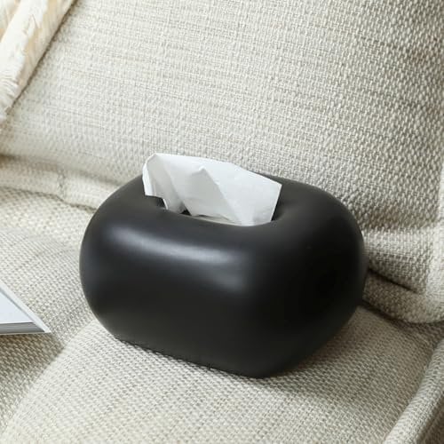 Baamur Keramik Kosmetiktücherbox, Tissue Box für Wohnzimmer Badezimmer und Flur, Dekorativer Taschentücher Box Spender (Schwarz)