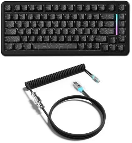 ATTACK SHARK X82PRO HE Teclado Magnético Inalámbrico 75% con Gatillo Rápido, Teclado Gaming con Cable 8000, Switches Hall Effect con Activación Ajustable, QWERTY, C01 Cable Enrollado RGB -Negro