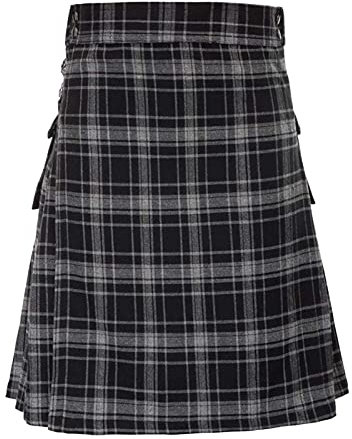Kilt écossais pour Hommes, Traditionnel, à Carreaux, pour Homme, Tartan Irlandais, Combat, Punk, Gothique, région montagneuse, Jupe, Kilt Utilitaire, avec Sangles et Grandes Poches