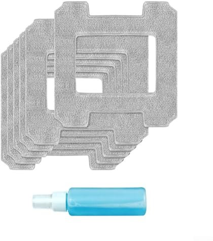 Zeroupshop Lot de 6 lingettes de nettoyage réutilisables pour fenêtre Ecovacs en microfibre pour robot nettoyeur Winbot W1 Pro W2 Gris 25,5 cm