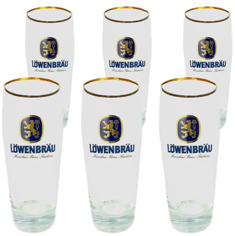 Zum Franziskaner Leone bräu | L'originale | Bicchiere da birra chiaro 0,5 litri con bordo dorato | in set da 6 pezzi
