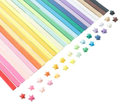 Shuqio 4320 doppelseitige Origami Papierstreifen 27 Farben für Glückssterne | Beidseitiges Bastelpapier, leicht faltbar, für private Bastelarbeiten, Dekozwecke und selbstgemachte Geschenke