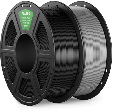 DEEPLEE PLA PRO Filament 1.75mm, Stärkere Zähigkeit 3D Drucker Filament, PLA Filament Maßgenauigkeit ±0.02 mm, Sauber gewickelt, für die meisten FDM 3D Drucker, Schwarz und Grau 2KG
