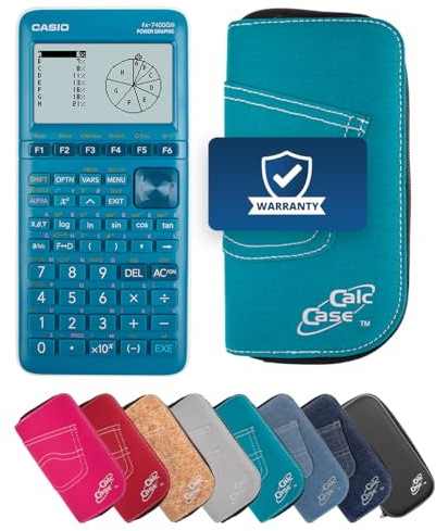 Casio FX-7400GIII inkl. CalcCase Schutztasche - Grafikrechner - Basic Set (Türkis)