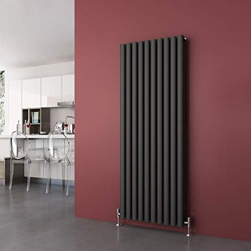 ELEGANT 1600 x 590 mm Vertical Column Designer Radiator Double Oval Panel Anthracite Central Heating Radiators