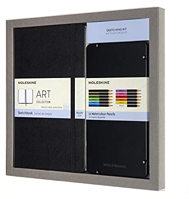 Moleskine Aquarell Skizzenbuch-Set (Large/A5, Hard Cover, aquarellstifte) schwarz