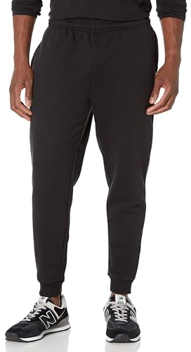 Amazon Essentials Pantaloni Sportivi da Jogging Taglio Rilassato, in Pile, Vestibilità Comoda Uomo, Nero, L