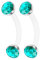 KJM FASHION 2 STK Durchsichtig Bioflex Banana Barbell 1,2mm 16g 8mm 5/16 Inch 3mm Halbe Kugel Daith Lip Labret Helix Ohrringe Rook Piercing Schmuck 0914