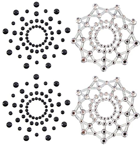 Fenteer 2 Paires Cache-tétons Autoadhésif Strass pour Femmes Filles