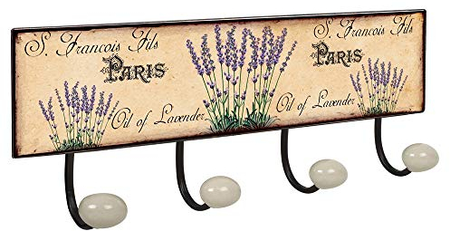 Lashuma Garderobenleiste 4x Haken, Dekoschild Wand Hakenleiste Größe: 40x15,5 cm, Große Wandgarderobe Motiv: Blütezeit