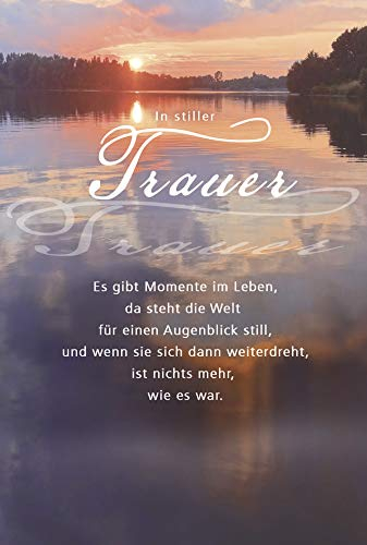 KE - Trauerkarte, Beileidskarte, mit Umschlag, DIN B6, einfühlsame Anteilnahmekarte, hochwertige Karte zur Beerdigung, Motiv: See