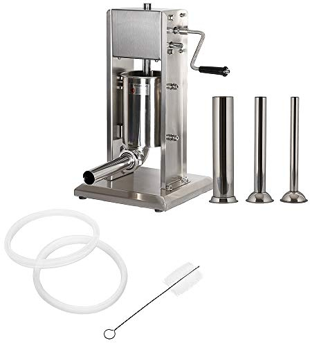 Melko Wurstfüllmaschine 3l Wurstmaschine Wurstfüller Wurstpresse Edelstahl Wurstspritze inkl. 4 Füllrohre Entlüftungsventil und Handkurbel