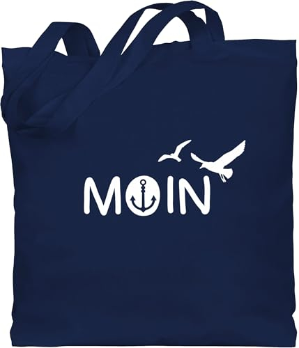 Baumwolltasche - Sprüche Statement - Moin Moin Hamburg Maritime Nordsee Geschenk - Unisize - Navy Blau - maritimes mit aufschrift boot bag statements möwe jutebeutel sprüchen moein baumwolle