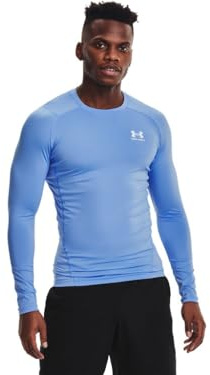 Under Armour Men's Armour HeatGear Compression Long-Sleeve T-Shirt, Carolina Blue (475)/White, XX-Large
