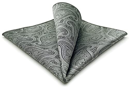S&W SHLAX&WING Einstecktücher für Herren Grau Paisley Hochzeit Luxus