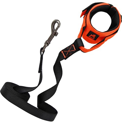 Gooby Easy Fit Wrist Band Surfer Leash - Orange, 6 FT - Comfortable Hands Free Leash with Elastic Band for Small, Medium and Large Dogs