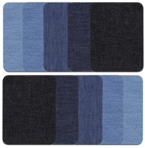 10 Pieces Iron On Patches for Clothing Repair DIY Patch Jean Denim Patch(4.9x3.7in/ 12.5x9.5cm) Inside with No-Sew Great for Jeans...