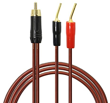 MEIRIYFA Câble de haut-parleur RCA vers fiche banane - Câble de haut-parleur RCA mâle à prise double broche Câble Audio (2M)