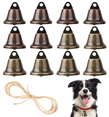 Pwsap Glocke Bronze Vintage Glocken Vintage Kleine Glocke Glocken Kupfer Vintage Bronze Glocke Behänge Glöckchen Schellen 12 Stücke DIY Handgemachte Handwerkliche Dekoration Zubehör mit 3 Meter Seil