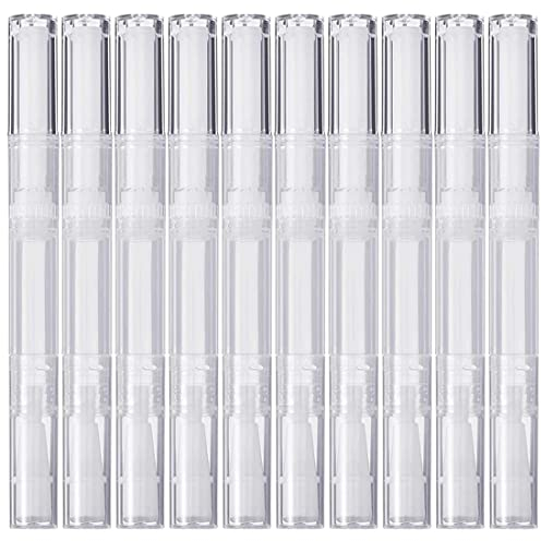 BAQI 10 Stück 3 ml transparente Nagel-Twist-Stifte, leerer Nagelhaut-Ölstift mit Pinselspitze, Kosmetikbehälter-Applikatoren, Wimpernwachstum, Flüssigkeitsröhre
