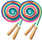 Fanhostco Double Dutch Long Jump rope - 16Ft 2 Pack Skipping Rope for Kids Adults, Rainbow Jumping Rope for Multiplayer with Wooden Handle