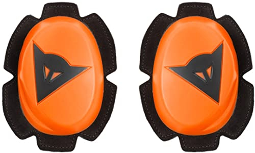 Dainese - Pista Knee Slider, Polyurethan-Motorradknie, Motorrad-Knieschoner, Gleichmäßiger Kontakt mit Piste und Asphalt, Motorrad-Schieber mit Klettverschluss, Orange Fluo/Schwarz
