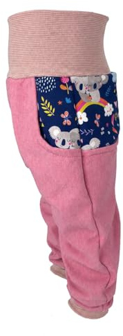 Lilakind Softshellhose Kinder Rosa Koala | Gefütterte Outdoorhose mit Taschen | Handgefertigt in Deutschland | Wasserabweisend & Winddicht