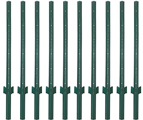 LADECH 4-5-6-7 Feet Sturdy Duty Metal Fence Post – Garden U Post for Fencing - 10 Pack (4 Feet)