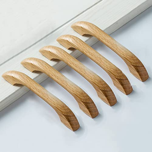 Möbelgriff,Massiv Schrank Holz Türgriff Eiche Bogengriff Kitchen Drawer Handle für Küche Schlafzimmer Dekoration Badmöbel Büro Dekoration 5 Stück (128mm(5in))