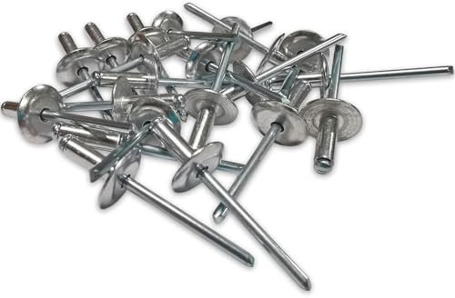 250 RIVETS ALU TETE 16 mm EXTRA LARGE DE 4.8 X 14 TIGE ACIER