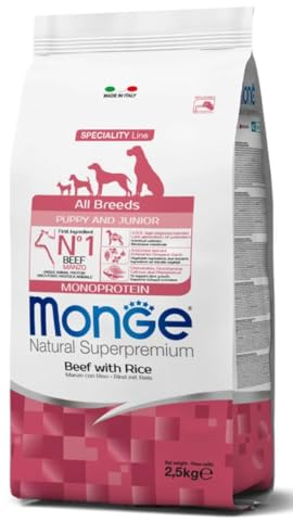 Monge Natural Superpremium Adult Beef and Rice, Hundefutter für alle Rassen (Trockenfutter für Hunde mit Rindfleisch & Reis, sehr Ballaststoff- & Vitaminreich, 12 kg)