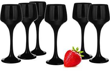 Sendez 6 Schwarze Likörgläser 75ml Schnapsgläser Aperitif Shots Stamper Tequilagläser Obstlerglas