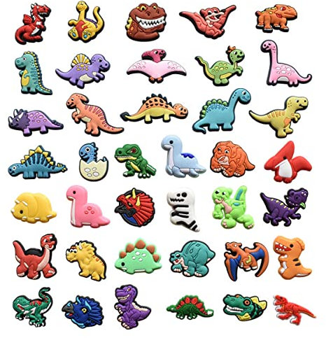 Tashce 39 Stück Schuh Charms, PVC Schuhdekoration, Cartoon-Schuh-Dekoration, Dinosaurier Schuh-Charm für Kinder, Armband-Charms, Clog-Dekor für Bands Bracelet, Mädchen und Jungen