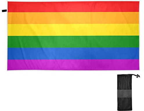 YOUJUNER Strandtuch LGBT-Gay-Pride-Regenbogenfahne groß sandfreie schnell trocknende und leichte Badetuch Strandlaken Sport Handtuch Schwimmen Duschtuch