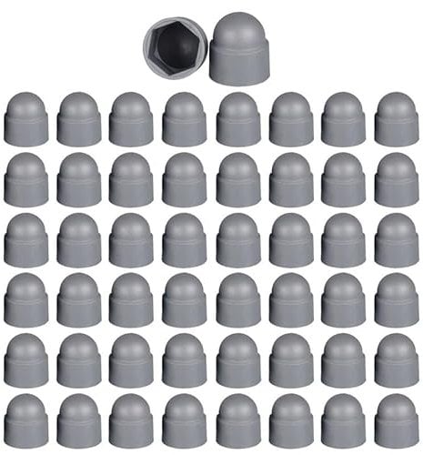 50 Pcs Hex Nut Cover, M6 Grey Bolt Dome Caps Covers, Plastic Dome Bolt Nut Protection Caps Cover for Bolts,Hex Hexagon Screws