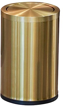 LYXXW Mülleimer aus Stahl Kleine Metall 2-4 Gallone Mülleimer mit klappbarem Deckel, Papierkorb Mülleimer für Bad, Küche, Schlafzimmer, Garage, Waschküche, oder Spielzimmer,Gold,15L