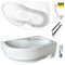 ECOLAM® Badewanne WELA 170x100 cm RECHTS Schürze | Wanne mit Antirutsch Beschichtung I Eckwanne Eckbadewanne + Ablaufgarnitur Alcaplast Füße Silikon Komplett-Set Acryl weiß