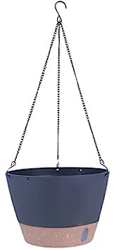 vreplrse Hanging Plant Pot 10 Inch Garden with Visible Water Level Drip Tray Drainage Holes Basket Planter Indoor Balcony Patio, Black gray