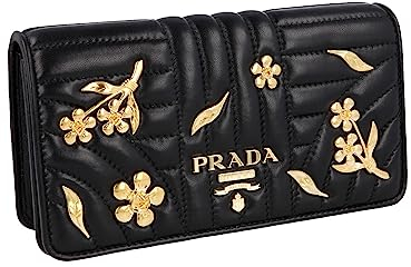 Prada Damen Schwarz Leder Abendtasche 1DH044
