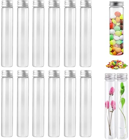12 Stk Reagenzglas, Reagenzgläser Glas Transparent Reagenzgläser Reagenzglas mit Korken für Hochzeiten, 30ml Reagenzgläser mit Schraubverschlussfür für Süßigkeiten, Wissenschaft, Flüssigkeiten