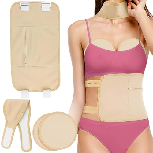 Rizinusöl-Wickel, 4 Stück Wiederverwendbares Castor Oil Pack Wrap, Khaki Baumwoll-Flanell Rizinusöl Packung Wrap, Castor Oil Pack Wrap Set für Leberentgiftung, Nackenentspannung, Verstopfung