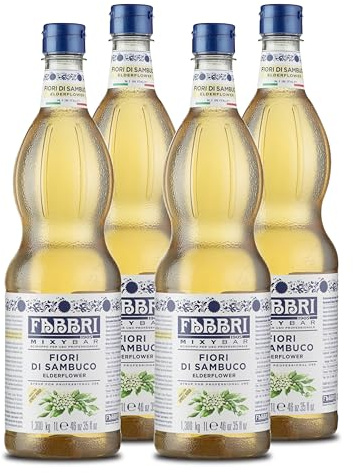 Food-United HOLUNDER-BLÜTEN-SIRUP 12x1L | FABBRI Mixybar Holunderblütensirup | sciroppo di sambuco | aus Holunderblüten & Pfirsichblüten | fabbri 1905 cocktail bar syrop | für Hugo-Spritz (12)