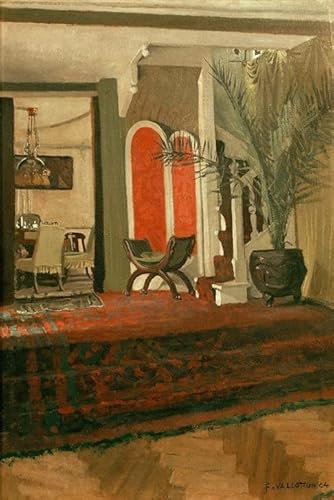 MSTECO Reproduktion Leinwanddruck Und Poster Wandkunst Bild Innenwohnzimmer mit treppe und esszimmer von felix edouard vallotton für Wohnkultur 60x90cm
